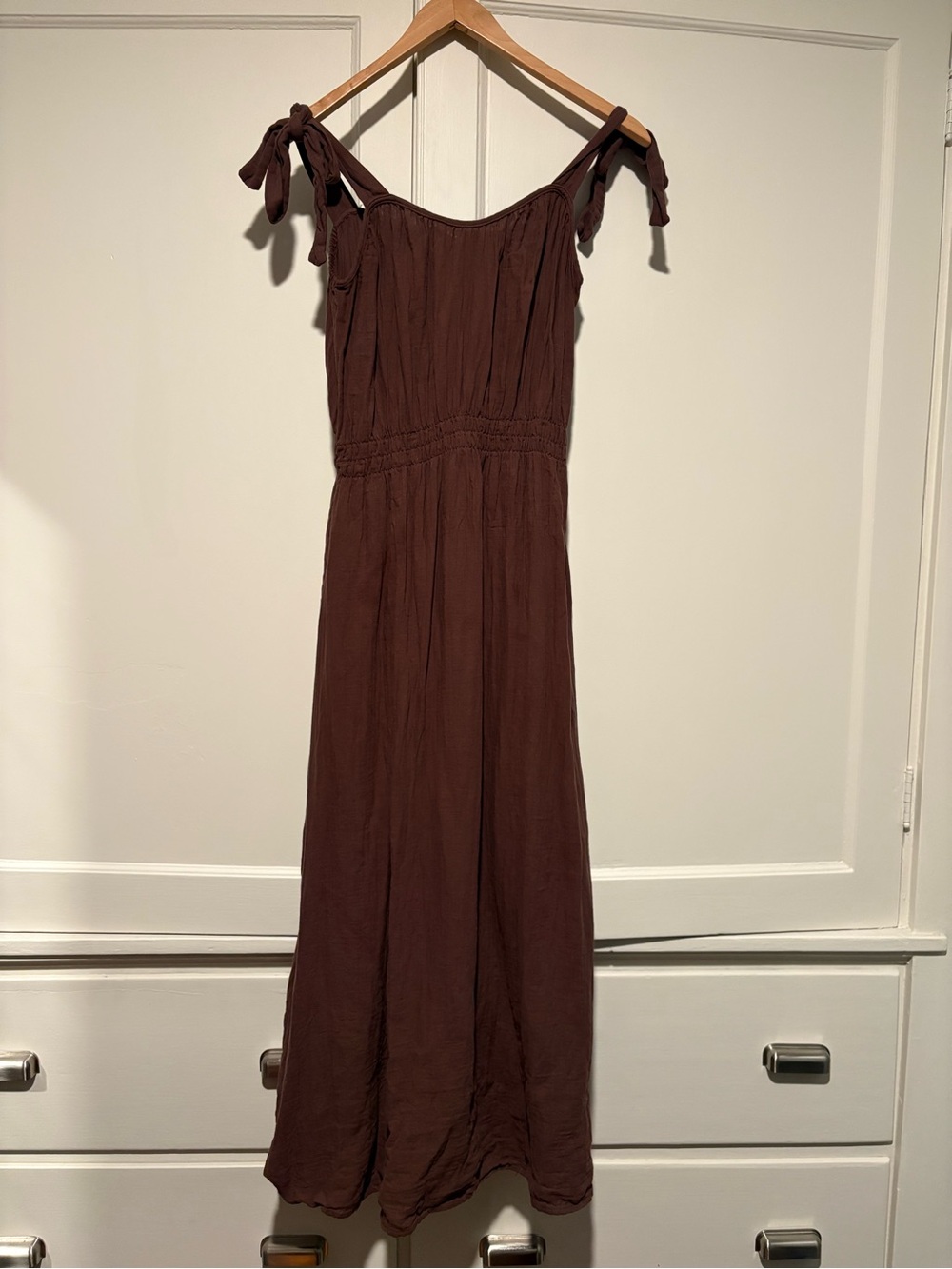 Neuflora Brown Sleeveless Cotton Gauze Maxi Dress